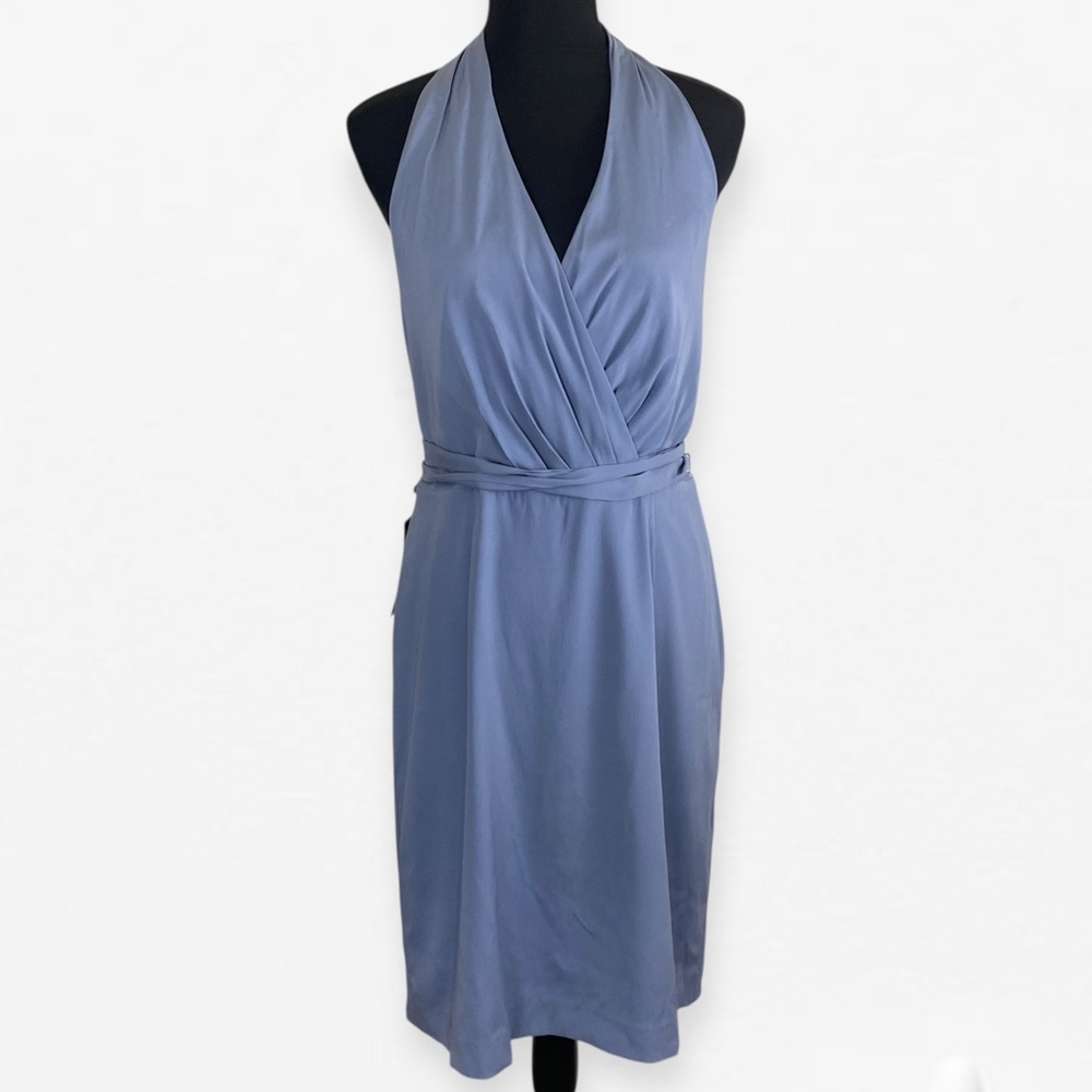 NWT Ann Taylor Baby Blue Sleeveless Halter backless A-line Dress 12